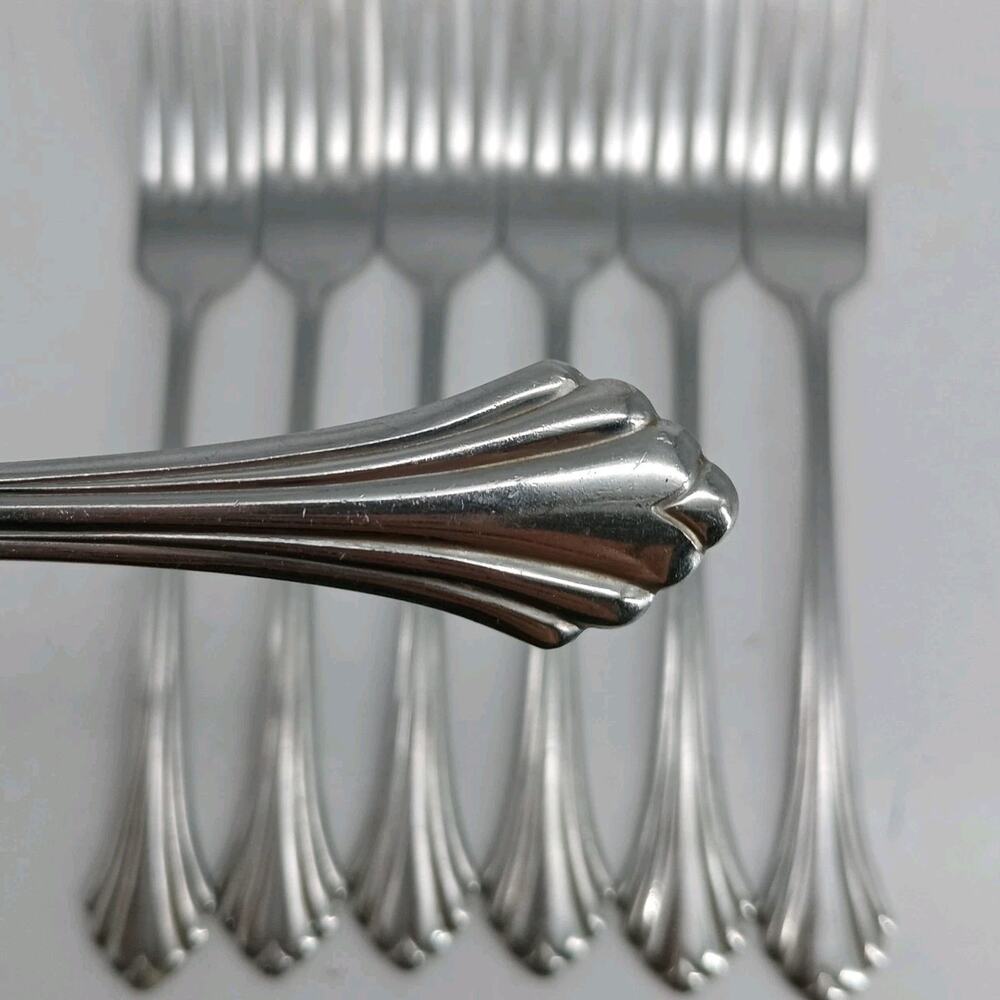 7X DF Oneida Bancroft Dinner Forks Glossy Stainless Steel Flatware
